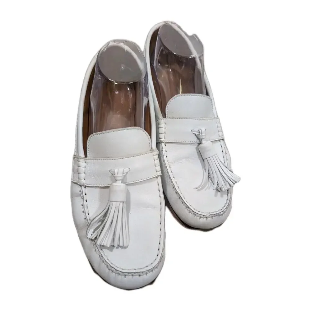 LAFAYETTE 148 NEW YORK Womens White Frieda Slip On Leather‎ Loafers Shoes 40(9)